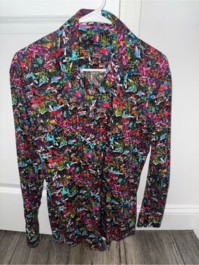 Men's Multicolor Graphic Print Dress Shirt - Bold Pattern